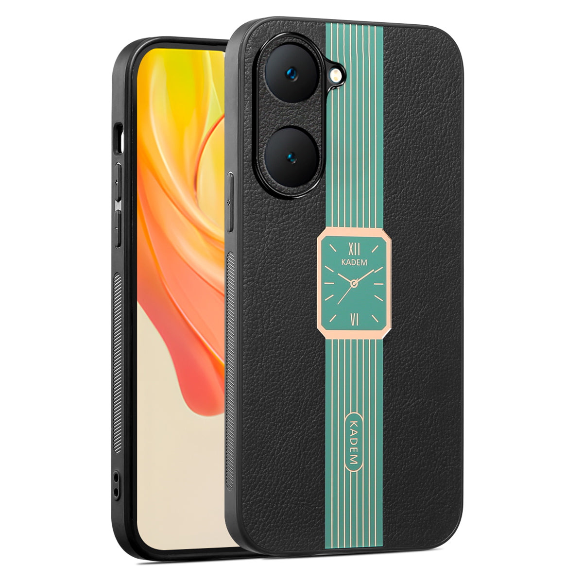 KADEM For vivo Y03 Case Impact Resistant PU+TPU+Acrylic Watch Pattern Phone Cover KADEM For vivo Y03 Case Impact Resistant PU+TPU+Acrylic Watch Pattern Phone Cover